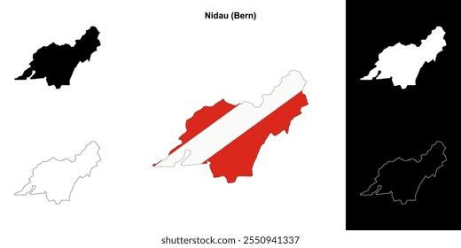 Nidau blank outline map set