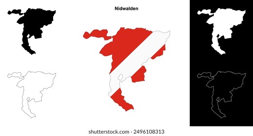 Nidwalden canton outline map set