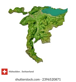 Nidwalden,Canton of Switzerland Topographic Map (EPS)