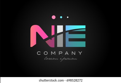 NIE n i e three 3 letter logo combination alphabet vector creative company icon design template modern  pink blue white grey