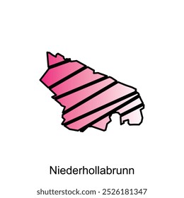 Niederhollabrunn map flat icon illustration, Vector map of Austria with geometric strip color icons template