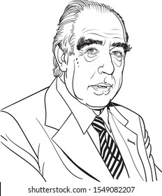 Niels Bohr Cartoon Portrait, Vector