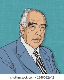 Niels Bohr Cartoon Portrait, Vector