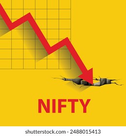 nifty crash , stock market crash and bear market concept. The Nifty 50 index, commonly known as Nifty, is located in India. It is listed on the National Stock Exchange of India (NSE).