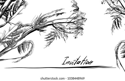 Nifty gentle hand drawn botanical stalk. Vintage nature element for visit card or wedding invitation. Stylish flower, fancy blossom. Black line botanical motiv. Herbal culm. Eps8 vector