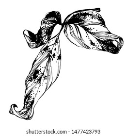 Nifty gentle hand drawn botanical stalk. Vintage nature element for visit card or wedding invitation. Stylish flower, fancy blossom. Black line botanical motiv. Herbal culm. Autumn faded shrub tree. 
