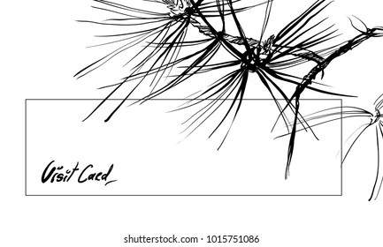 Nifty gentle ink hand drawn botanical stalk. Vintage nature element for visit card or wedding invitation. Stylish flower, fancy blossom. Black line botanical motiv. Herbal pine culm.