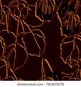 Nifty hand drawing herb pattern. Duo tone effect seamless. Botanical sketch leaves and foot stalk gentle green colored textile print. Fancy  chic herbal soft structure.