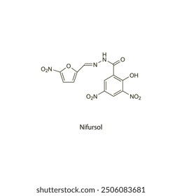 Nifursol flat skeletal molecular structure Antiprotozoal drug used in histomoniasis treatment. Vector illustration scientific diagram.