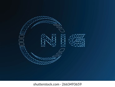 NIG low poly letter logo vector design. NIG lower poly logo design. Low poly logo.