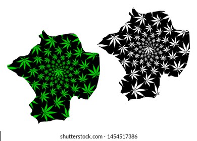 Nigde (Provinces of the Republic of Turkey) map is designed cannabis leaf green and black, Nigde ili map made of marijuana (marihuana,THC) foliage,