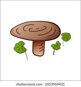 Nigella mushroom vector isolated illustration. Theme plants, botanists, mushrooms in cartoon style. Design element for theme forest mushrooms, menu, forest, ingredients, recipes, organic products, etc