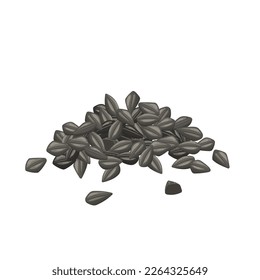 caricatura negra de nigella sativa cumin. especias para la salud, caraway medicina, flor de semillas, aceite de cocina, ingredientes culinarios, secos, alimentos naturales nigella sativa cumin ilustración vectorial negra