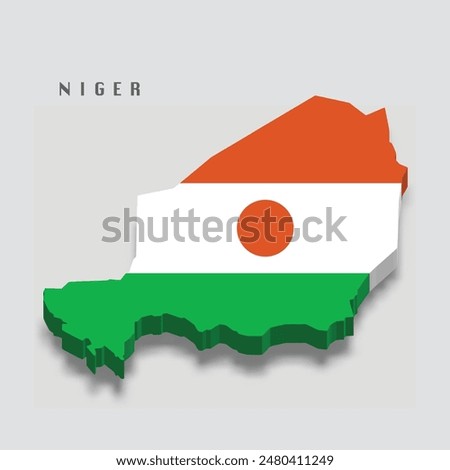 Niger 3d flag map on grey background