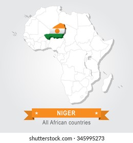 Niger. All the countries of Africa. Flag version.
