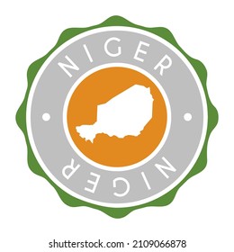 Niger Badge Map Vector Seal Vector Sign. National Symbol Country Stamp Design Icon Label. 