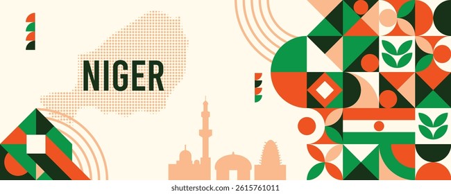 Niger Banner Design with flag and dotted map