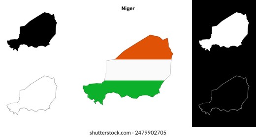 Niger blank outline map set