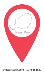 Niger Country Border Map in Location Icon .