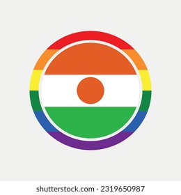 Niger country flag circle - lgbt flag graphic element Illustration template design
