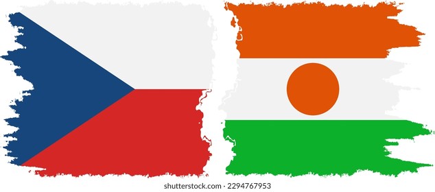 Conexión de banderas de grifo nigerinas y de la República Checa, vector