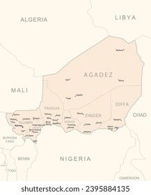 Niger - detailed map with administrative divisions country. Vector illustration