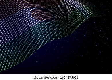 Niger digital flag made of dots, waving over a starry dark background