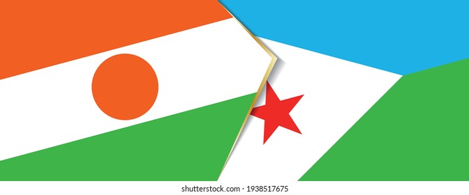 Niger and Djibouti flags, two vector flags symbol of relationship or confrontation.