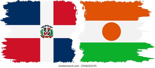 Niger and Dominican Republic grunge flags connection, vector