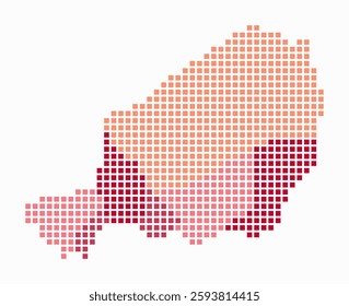 Niger dotted map. Digital style map of the country on a white background. Niger shape with square dots. Colored dots style. Large size squares. Amazing vector illustration.