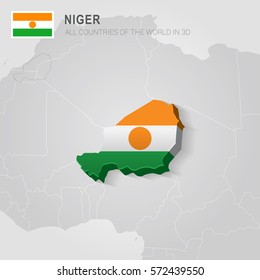 Niger drawn on gray map