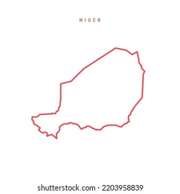 Niger editable outline map. Nigerian red border. Country name. Adjust line weight. Change to any color. Vector illustration.