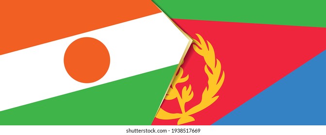 Niger and Eritrea flags, two vector flags symbol of relationship or confrontation.