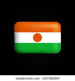 Icono 3D de la bandera de Níger. Bandera nacional de Níger. Ilustración del vector