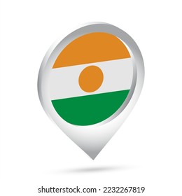 Niger flag 3d pin icon. Vector illustration.