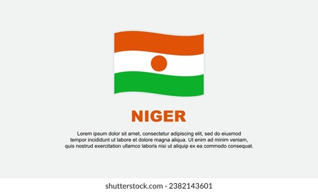 Plantilla de diseño de fondo de resumen de la bandera de Níger. Cartel del Día de la Independencia de Níger Ilustración de vectores de medios sociales. Antecedentes de Níger