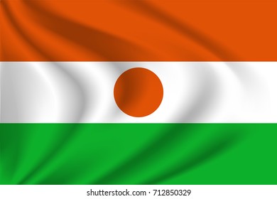Niger flag background with cloth texture. Niger Flag vector illustration.