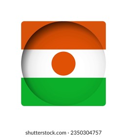 Niger flag - behind the cut circle paper hole with inner shadow.
