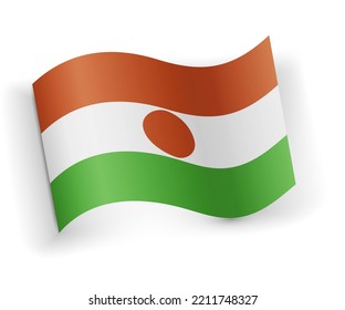 Niger flag bended and lying on white background