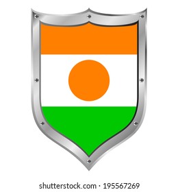 Niger flag button on a white background. Vector illustration.