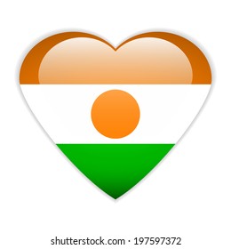 Niger flag button on a white background. Vector illustration.