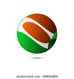 Niger flag button with shadow on a white background. Vector illustration.