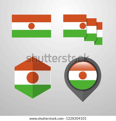 Niger flag design set vector