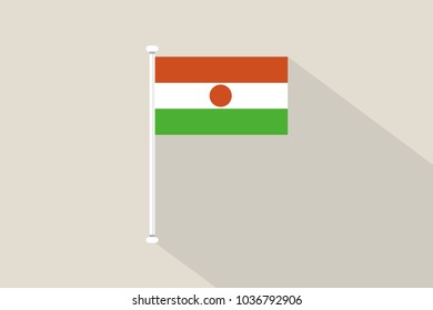 Niger flag with flagpole,vector illustration