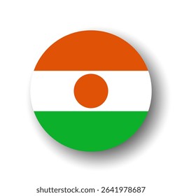 Niger flag - flat vector circle icon or badge with dropped shadow.