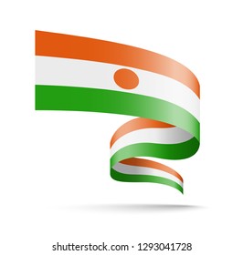 Niger flag in the form of wave ribbon. Vector illustration on white background.