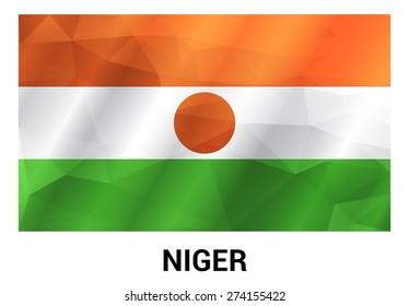 Niger Flag, geometric polygonal shapes. Vector illustration.