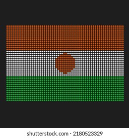 Bandera nigerina con textura gruesa al estilo de punto. Ilustración vector abstracta de una bandera con efecto de semitono para fondo de pantalla. Contexto del Feliz Día de la Independencia