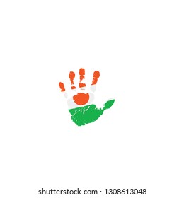 Niger flag and hand on white background. Vector illustration
