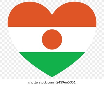 Niger flag in heart shape isolated  on  transparent  background. vector illustration